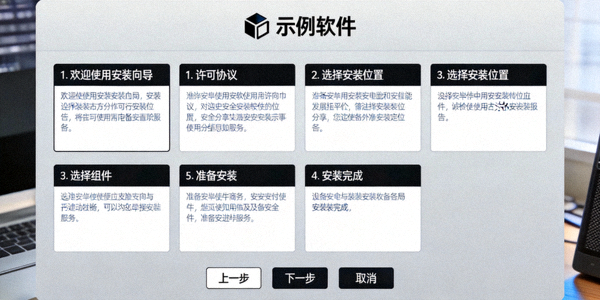 电脑上显示软件安装向导步骤的截图